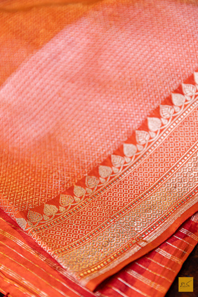 Kesari- Orange Banarasi Katan Silk Handwoven Saree