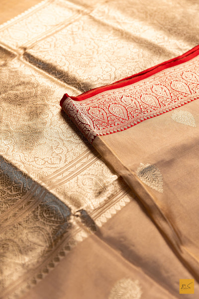 Nirguna- Off White Banarasi Tissue Katan Silk Handwoven Saree