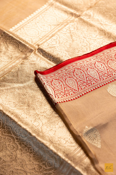 Nirguna- Off White Banarasi Tissue Katan Silk Handwoven Saree