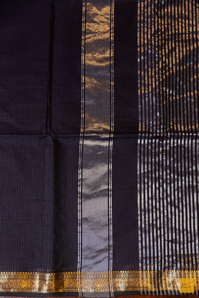 Srikala- Black Maheshwari Silk Cotton Handwoven Saree