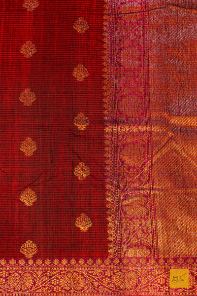 Janavi- Brick Red Banarasi Dupion Silk Handwoven Saree
