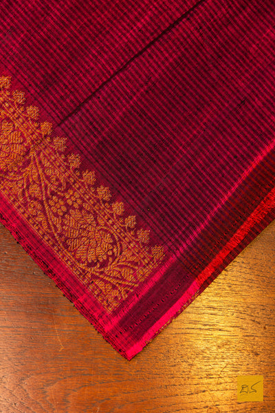 Janavi- Brick Red Banarasi Dupion Silk Handwoven Saree