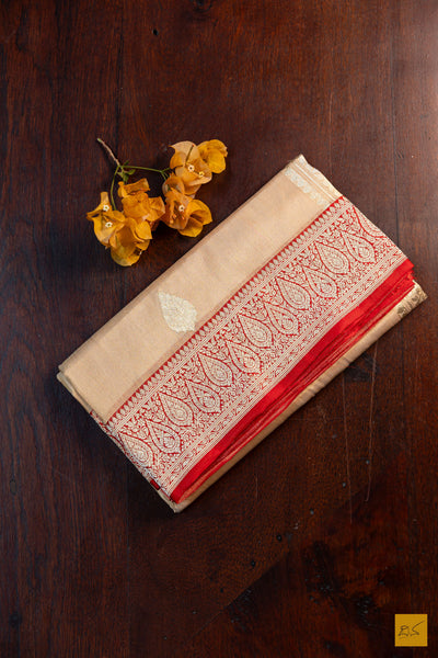 Nirguna- Off White Banarasi Tissue Katan Silk Handwoven Saree