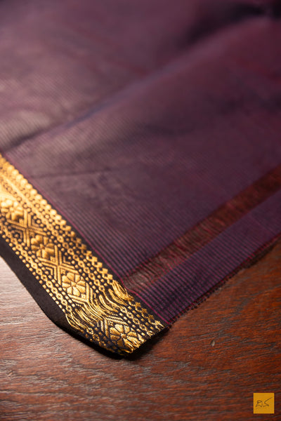 Vidhi- Green- Brown Maheshwari Garbh Reshmi Handwoven Saree
