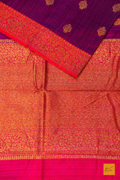 Srisha- Purple Banarasi Dupion Silk Handwoven Saree