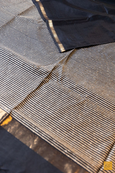 Maithri- Black Maheshwari Silk Cotton Handwoven Saree