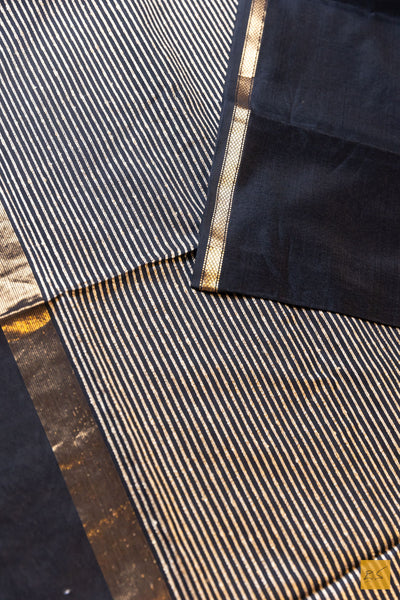 Maithri- Black Maheshwari Silk Cotton Handwoven Saree