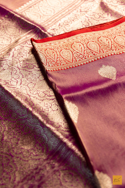 Nirlepa-Pink Banarasi Tissue Katan Silk Handwoven Saree