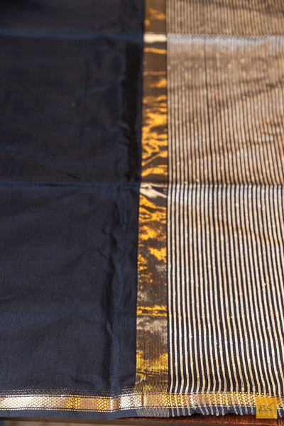 Maithri- Black Maheshwari Silk Cotton Handwoven Saree