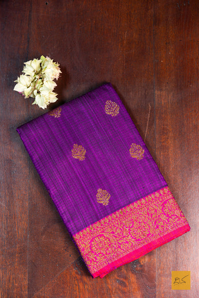 Srisha- Purple Banarasi Dupion Silk Handwoven Saree
