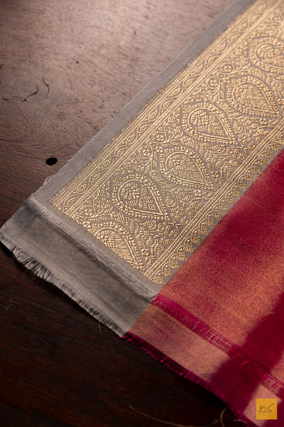 Nethra-Pink Banarasi Tissue Katan Silk Handwoven Saree