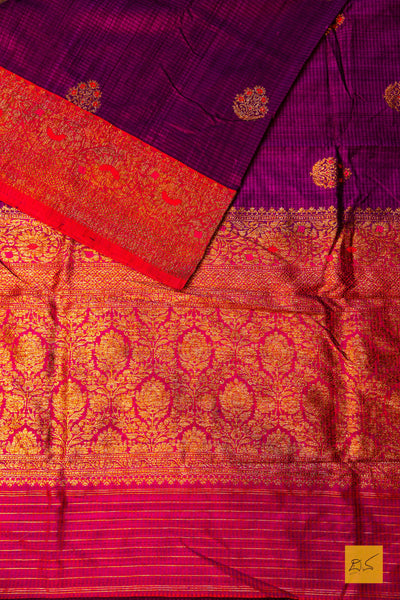 Nikitha- Purple Banarasi Dupion Silk Handwoven Saree