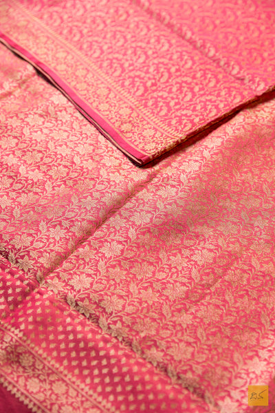 Tara- Peach Banarasi Mashru with Tissue Handwoven Saree