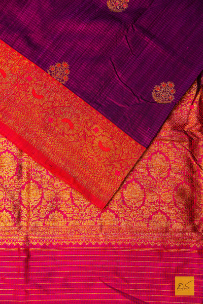 Nikitha- Purple Banarasi Dupion Silk Handwoven Saree