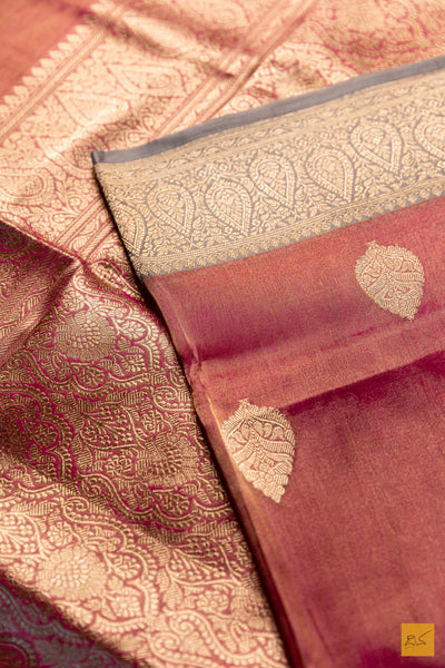 Nethra-Pink Banarasi Tissue Katan Silk Handwoven Saree