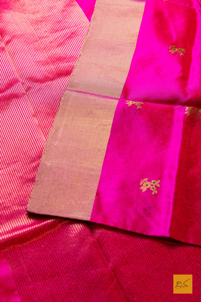 Mahamaya- Pink Chanderi Pure Silk Handwoven Saree