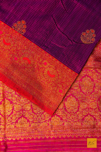 Nikitha- Purple Banarasi Dupion Silk Handwoven Saree