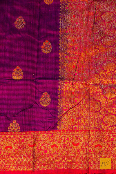 Nikitha- Purple Banarasi Dupion Silk Handwoven Saree