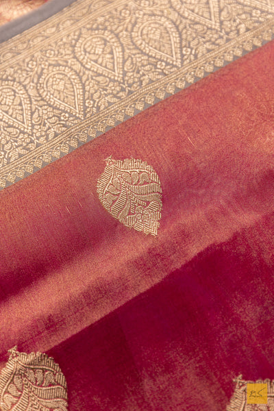 Nethra-Pink Banarasi Tissue Katan Silk Handwoven Saree
