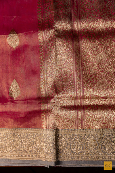 Nethra-Pink Banarasi Tissue Katan Silk Handwoven Saree
