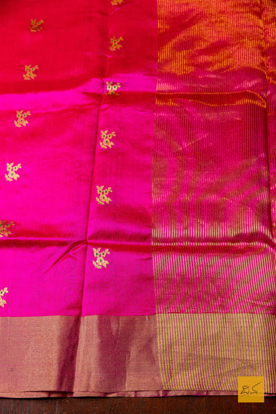 Mahamaya- Pink Chanderi Pure Silk Handwoven Saree