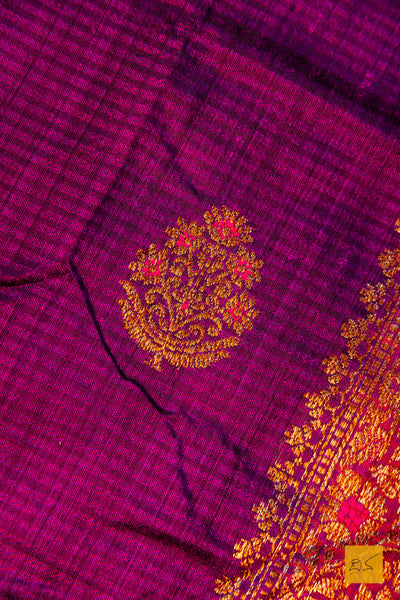 Nikitha- Purple Banarasi Dupion Silk Handwoven Saree