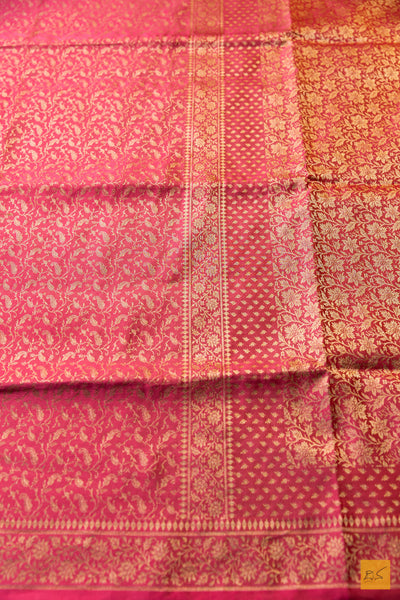 Tara- Peach Banarasi Mashru with Tissue Handwoven Saree