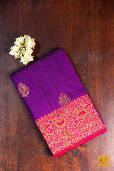 Nikitha- Purple Banarasi Dupion Silk Handwoven Saree