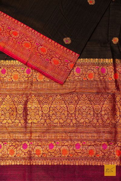 Kanaka- Black Banarasi Dupion Silk Handwoven Saree