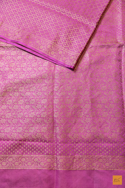 Shanthi- Pink Banarasi Mashru with Tissue Handwoven Saree
