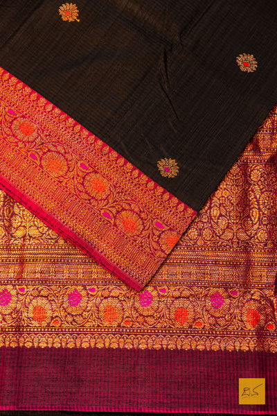 Kanaka- Black Banarasi Dupion Silk Handwoven Saree
