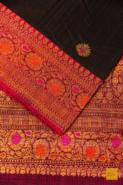 Kanaka- Black Banarasi Dupion Silk Handwoven Saree