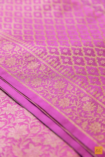 Shanthi- Pink Banarasi Mashru with Tissue Handwoven Saree