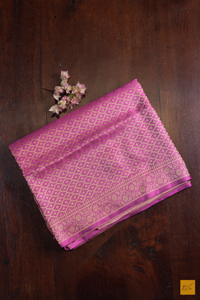 Shanthi- Pink Banarasi Mashru with Tissue Handwoven Saree
