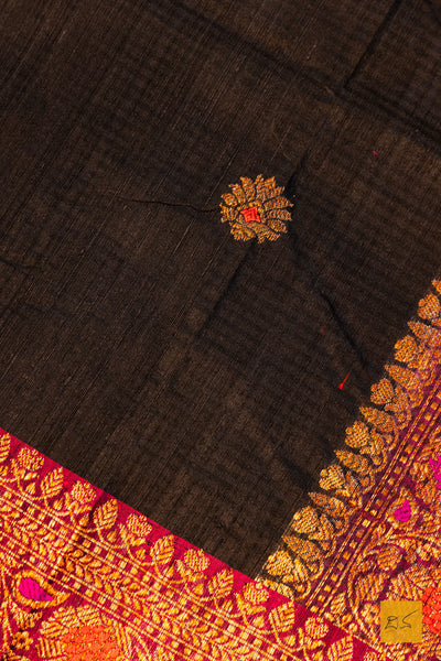 Kanaka- Black Banarasi Dupion Silk Handwoven Saree