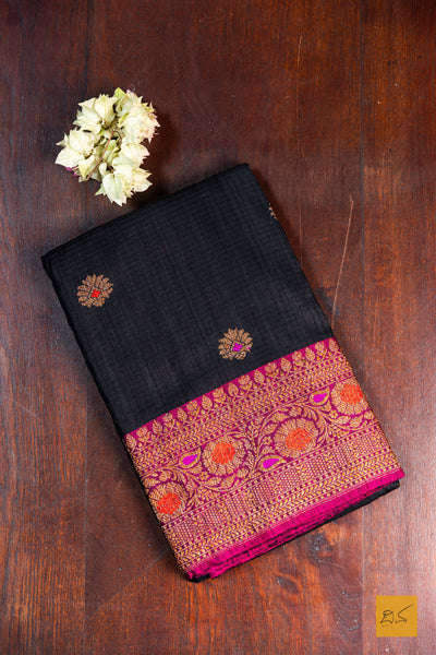 Kanaka- Black Banarasi Dupion Silk Handwoven Saree