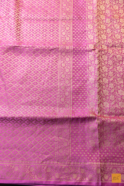 Shanthi- Pink Banarasi Mashru with Tissue Handwoven Saree