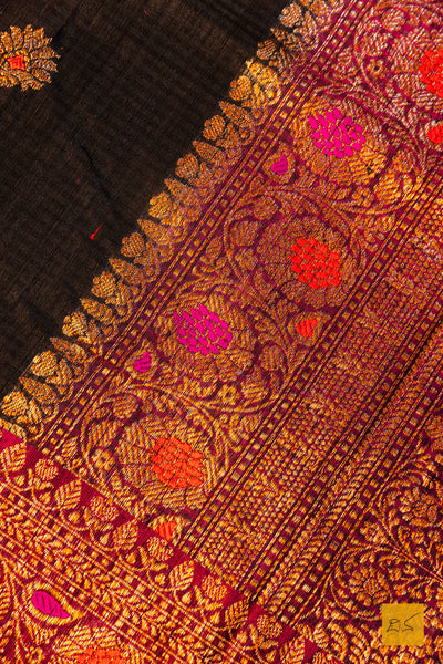 Kanaka- Black Banarasi Dupion Silk Handwoven Saree
