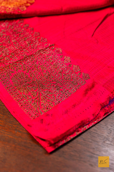 Nithya- Pink Banarasi Dupion Silk Handwoven Saree