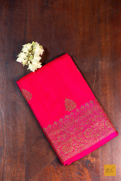 Nithya- Pink Banarasi Dupion Silk Handwoven Saree