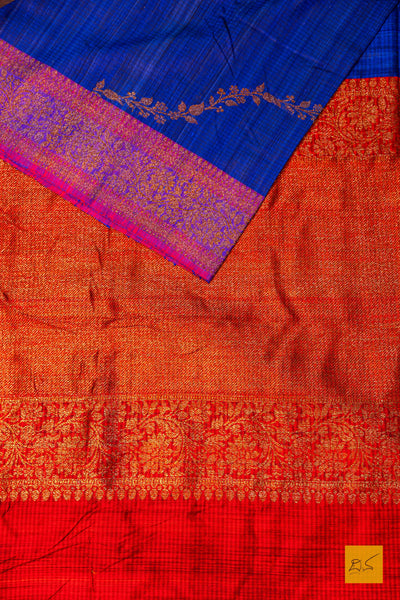 Adishakthi- Blue Banarasi Dupion Silk Handwoven Saree