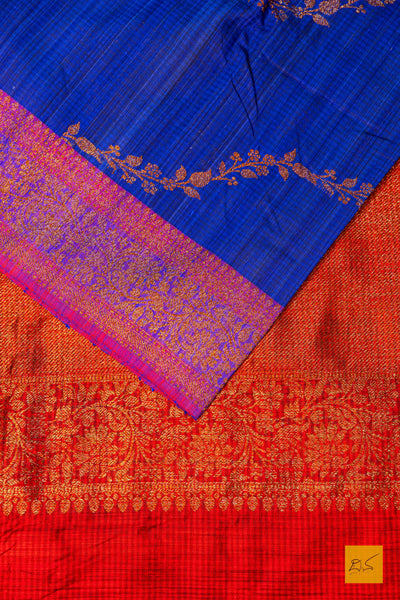 Adishakthi- Blue Banarasi Dupion Silk Handwoven Saree