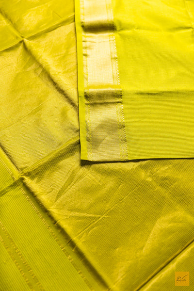 Sudha- Lime Green Maheshwari Silk Cotton Handwoven Saree