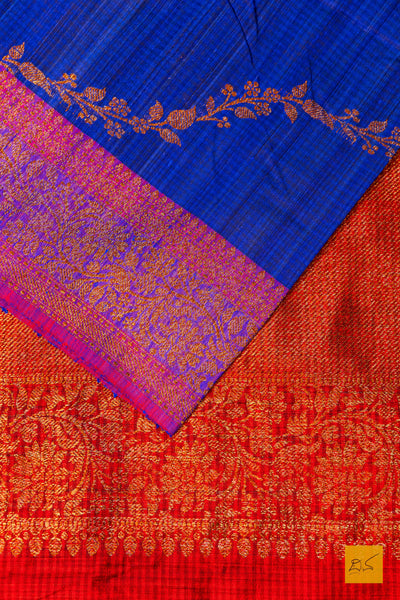 Adishakthi- Blue Banarasi Dupion Silk Handwoven Saree