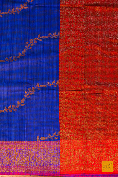 Adishakthi- Blue Banarasi Dupion Silk Handwoven Saree