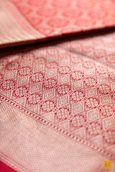 Varsha- Red Banarasi Katan Silk Brocade Handwoven Saree