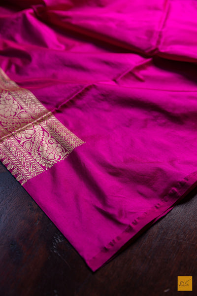 Asmitha- Pink Banarasi Katan Silk Brocade Handwoven Saree