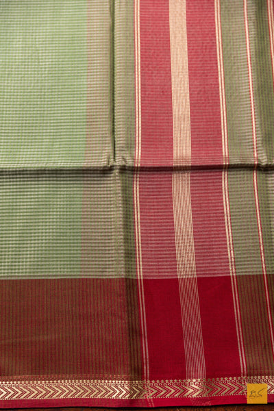 Saparya- Green Maheshwari Silk Cotton Handwoven Saree