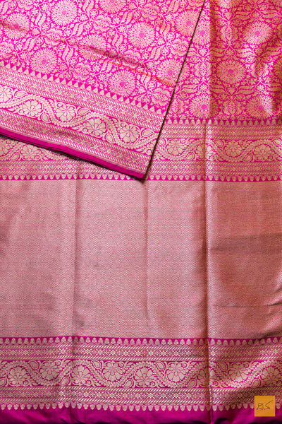 Asmitha- Pink Banarasi Katan Silk Brocade Handwoven Saree