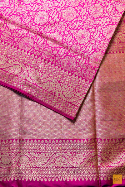 Asmitha- Pink Banarasi Katan Silk Brocade Handwoven Saree